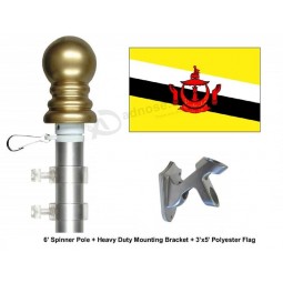 Brunei Flag and Flagpole Set, Choose from Over 100 World and International 3'x5' Flags and Flagpoles, Includes Brunei Flag, Pole and Bracket