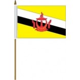 brunei small 4 X 6 inch mini country stick vlag banner met 10 inch plastic paal geweldige kwaliteit polyester