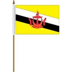 brunei small 4 x 6 Zoll Mini Country Stick Flag Banner mit 10 Zoll Plastikstange aus hochwertigem Polyester