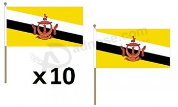 brunei flag 12'' x 18'' wood stick - bruneian flags 30 x 45 cm - banner 12x18 in with pole