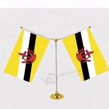 Beautiful single side printed custom Brunei table flag with pole and base