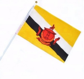 Оптовая пользовательские высокого качества Бруней рука флаг полиэстер рука размахивая флагом