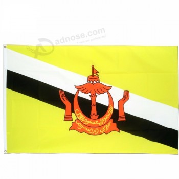 100％聚酯纤维双绣by perfectflags brunei标志5英尺x 3英尺，金属眼