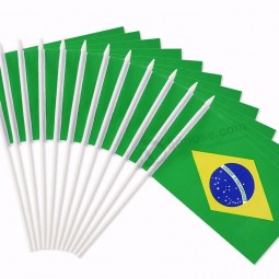 high quality free sample customized printed hand flag brazil