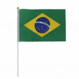 Venta caliente publicidad brasil bandera ondeando a mano en venta