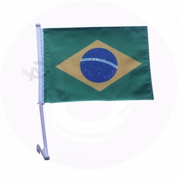 Wholesale custom high quality 100% Polyester Brazil Car Flags For Decoration