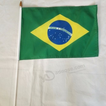 Bandera de mano que agita de poliéster de Brasil de alta calidad personalizada