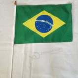 Bandera de mano que agita de poliéster de Brasil de alta calidad personalizada