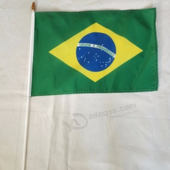 Wholesale custom high quality Brazil Polyester Waving Hand Flag