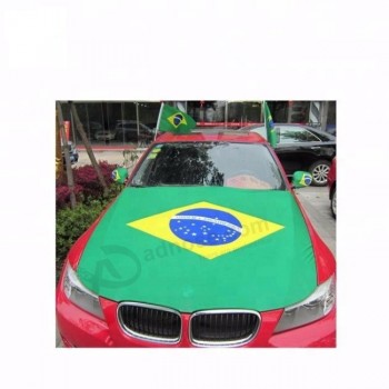 ブラジルの旗車のフードカバー3.3x5ft 100％のポリエステル、エンジンの旗、伸縮性がある生地は洗浄できます、車のボンネットの旗