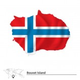 Mapa de la isla bouvet con bandera