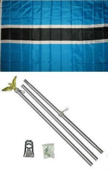 Botsuana Flagge Aluminium mit Stange Kit Set für Zuhause und Paraden, offizielle Party, Allwetter drinnen im Freien