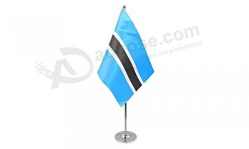 Botswana Prestige Table Flag 6'' x 9'' Satin - Botswanan Desk Flag 22 x 15 cm - Steel Pole and Base