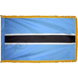 bandera de botswana con flecos dorados para ceremonias, desfiles y exhibiciones en interiores (3'x5 ')