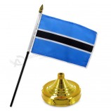 Botswana 4 inch x 6 inch Flag Desk Set Table Stick with Gold Base for Home and Parades, Official Party, All Weather Indoors Outdoors