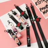 mobile phone strap rose design phone hanging strap lanyard badge holder for iphone X 8 lanyard for Key phone decoration