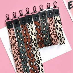 soporte para teléfono con estampado de leopardo Llavero cordón guepardo Portatarjetas de identificación correas para el cuello de teléfono para animales con llavero