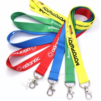 Custom Logo Sublimation Heated Transfer Neck Nylon Woven Polyester Printing Lanyard badge holder