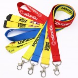 promotional custom logo neck nylon sublimation heated transfer printing polyester lanyard with ID card badge holder