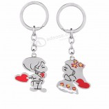 2 stks / set romantisch paar sleutelhanger cartoon prins en prinses liefde gepersonaliseerde sleutelhangers Valentijnsdag geschenk mode-sieraden