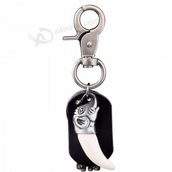 Moda resina casual dente de lobo chaveiro de couro Homens Saco pingente liga elefante chaveiros Carro personalizado anel titular retro jóias