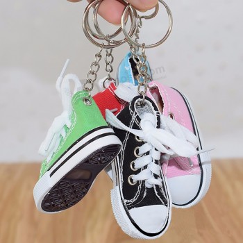 Mini sapatos de lona sapatilha tênis chaveiros personalizados chaveiro criativo simulação anel esporte sapatos engraçado chaveiro pingente de presente