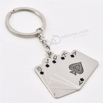 Persönlichkeit Schlüsselbund Royal Flush Poker Spielkarte Schlüsselbund Metall Geschenke Schlüsselanhänger Charme Schmuck für Frauen Männer Autozubehör