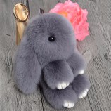 Cute Mini Genuine Rabbit Fur Pom Pom Bunny Keychain Women Trinket Llaveros Toy Doll Key Chain Bag Car Key Ring Jewelry Gift