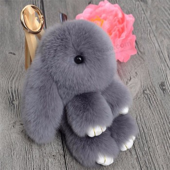 schattige mini echt konijnenbont pom pom bunny sleutelhanger vrouwen trinket llaveros speelgoed pop sleutelhanger tas auto sleutelhanger sieraden cadeau