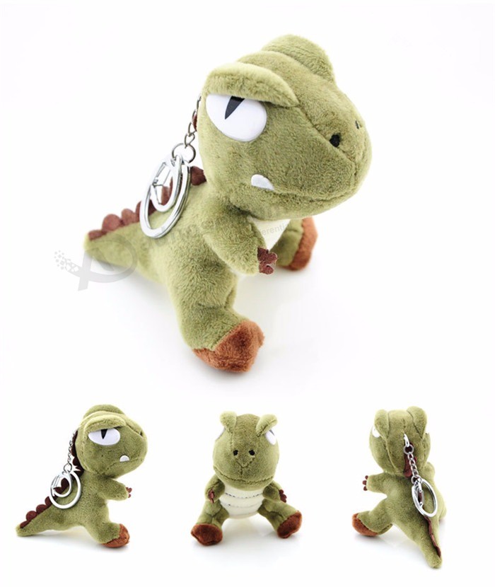 Cute small Tyrannosaurus plush Doll Key ring Silver chain Woman Bag charms Pom Pom dinosaur Toy keychain Man trinket Party gift (18)
