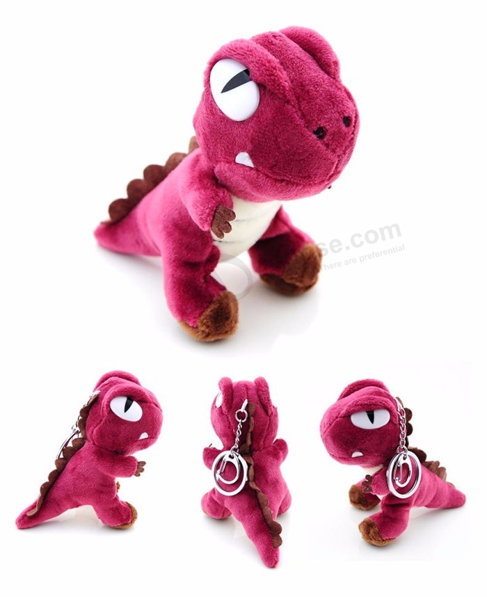 Cute small Tyrannosaurus plush Doll Key ring Silver chain Woman Bag charms Pom Pom dinosaur Toy keychain Man trinket Party gift (7)