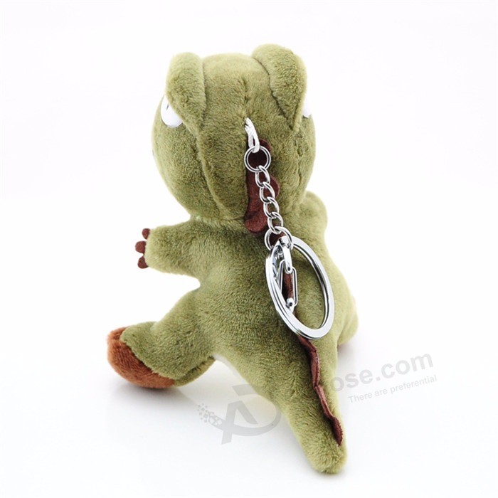 Cute small Tyrannosaurus plush Doll Key ring Silver chain Woman Bag charms Pom Pom dinosaur Toy keychain Man trinket Party gift (19)