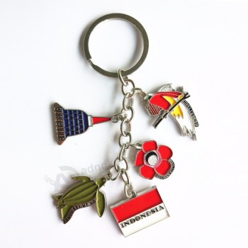인도네시아 기념품 선물-금속 매력 개인 열쇠 고리 열쇠 고리