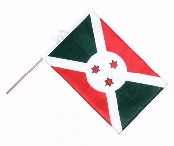 benutzerdefinierte Land Hand Burundi Flagge mit Kunststoffstange