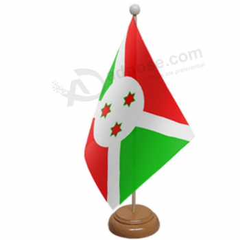 Decorative office mini Burundi table flag with wooden base