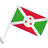 dubbelzijdige burundi Autoruit clip vlag met vlaggenmast