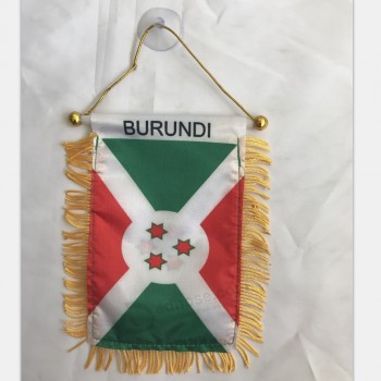 bandeiras personalizadas do espelho retrovisor de cetim burundi para carro