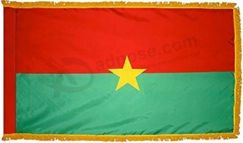 Burkina Faso Flag with Gold Fringe for Ceremonies, Parades, and Indoor Display (4'x6')