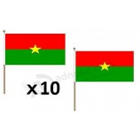 Burkina Faso Flag 12'' x 18'' Wood Stick - Burkinabé Flags 30 x 45 cm - Banner 12x18 in with Pole