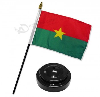 burkina faso 4 inch x 6 inch flag desk Set table stick with black base for home and parades, official party, All weather indoors outdoors