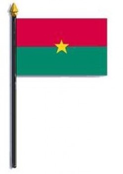 Burkina Faso bandera rayón En el personal 4 pulg. x 6 pulg.