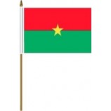 Burkina faso pequeno 4 X 6 polegadas mini país vara bandeira banner com 10 polegadas pólo de plástico de alta qualidade poliéster
