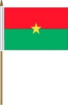 Burkina Faso pequeña bandera de bandera de país mini de 4 X 6 pulgadas con poste de plástico de 10 pulgadas poliéster de gran calidad
