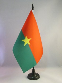 Burkina Faso Table Flag 5'' x 8'' - Burkinabé Desk Flag 21 x 14 cm - Black Plastic Stick and Base