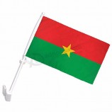 High quality 30*45cm Burkina Faso car window flag with plastic flag poles