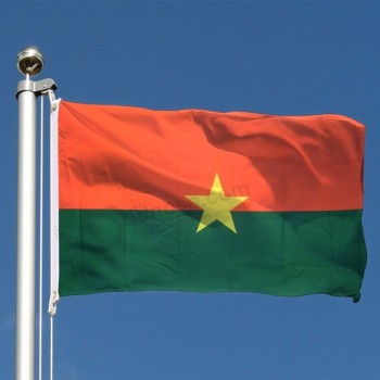 Оптовая высокое качество 3x5ft шелка с принтом атласная ткань Буркина-Фасо национальный флаг