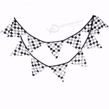 custom racing dancing bunting triangle flag racing squares checkered string flag