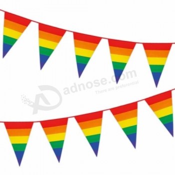 Rainbow Carnival Colour Pennant Bunting Stripe Flag Gay Pride Flag