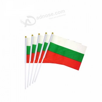 Custom high quality small Bulgaria hand stick flag