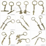 antiek brons kleur sleutelhanger sleutelhanger sleutelhanger luipaard zwaard bijl bijl slagzwaard breed mes dolk gezegend sleutelhanger bedels